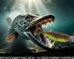 Wild Devil Baits Shockwave Shad UV Green Pumpkin Chartreuse Gummifisch Kunstköder Softlure Gummiköder Hecht Barsch Zander Angelköder Raubfischköder Angelköder