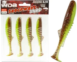 Wild Devil Baits Shockwave Shad UV Green Pumpkin Chartreuse Gummifisch Kunstköder Softlure Gummiköder Hecht Barsch Zander Angelköder Raubfischköder Angelköder