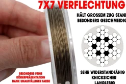 Wild Devil Baits Steel Wire 7x7 Stahlvorfach 10m Raubfischvorfach Hecht Vorfachmaterial Steel Leader Vorfachschnur