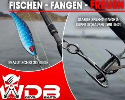 Wild Devil Baits Strike Pilk Blue Hering Pilker Meeresköder Angeln Dorsch Heilbutt Norwegen Köder Meeresangeln Angelköder