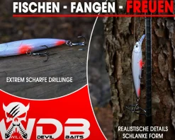 Wild Devil Baits Striker Minnow Wobbler Hardbait Kunstköder Raubfisch Köder Barsch Hecht Zander Wobbler