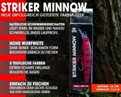 Wild Devil Baits Striker Minnow Wobbler Hardbait Kunstköder Raubfisch Köder Barsch Hecht Zander Wobbler