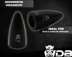 Wild Devil Baits Texas Blei Bullet Weights Texas Carolina Rig Sinker Patronenblei Angelköder