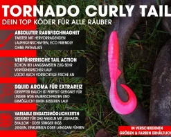 Wild Devil Baits Tornado Curly Tail Hot Pink Twister Gummifisch Shad Kunstköder Softlure Gummiköder Hecht Barsch Zander Angelköder
