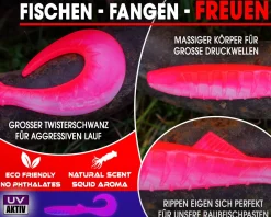 Wild Devil Baits Tornado Curly Tail Hot Pink Twister Gummifisch Shad Kunstköder Softlure Gummiköder Hecht Barsch Zander Angelköder