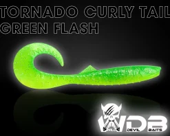 Wild Devil Baits Tornado Curly Tail Green Flash Twister Gummifisch Shad Kunstköder Softlure Gummiköder Hecht Barsch Zander Angelköder