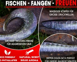 Wild Devil Baits Tornado Curly Tail Natural Perch Twister Gummifisch Shad Kunstköder Softlure Gummiköder Hecht Barsch Zander Angelköder
