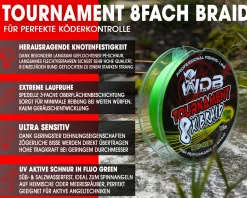 Wild Devil Baits Tournament 8 Braid Fluo Green 8x fach rund geflochtene Angelschnur Braided Fishing Line Geflochtene Angelschnur