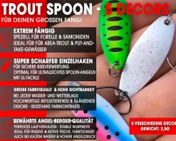Wild Devil Baits Trout Spoon Green Flash Forellen Blinker Mini Spoon Forellenangeln Angelköder