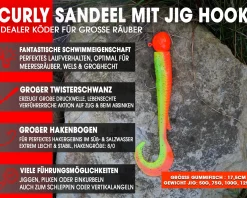 Wild Devil Baits UVO Rattle Curly Sand Eel Twister Sandaal Meeres Shad Gummifisch Sandeel Meeresangeln Angelköder