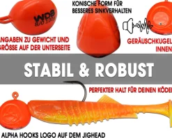 Wild Devil Baits UVO Rattle Jig 8/0 Meeres Jighaken Jig Head Rassel Jigkopf Norwegen  Angelköder