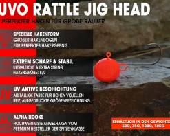 Wild Devil Baits UVO Rattle Jig 8/0 Meeres Jighaken Jig Head Rassel Jigkopf Norwegen  Angelköder