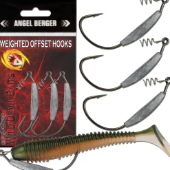 Wild Devil Baits Weighted Offset Hook 3 Stück mit Köderspirale Angelköder