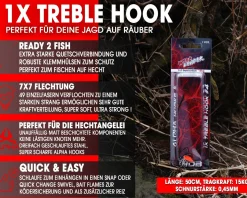 Wild Devil Baits Wire Leader Treble Hook Stahlvorfach mit Drilling 50cm 15kg 7x7 Raubfisch Vorfach Angelzubehör