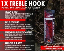 Wild Devil Baits Wire Leader Treble Hook Stahlvorfach mit Drilling 50cm 15kg 7x7 Raubfisch Vorfach Angelzubehör