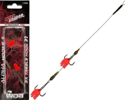 Wild Devil Baits Wire Leader 2x Treble Hook Stahlvorfach mit zwei Drilling 50cm 15kg 7x7 Raubfisch Vorfach Angelzubehör