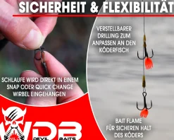 Wild Devil Baits Wire Leader 2x Treble Hook Stahlvorfach mit zwei Drilling 50cm 15kg 7x7 Raubfisch Vorfach Angelzubehör