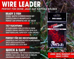 Wild Devil Baits Wire Leader Duo Snap - Swivel 7x7 Stahlvorfach 30cm Spinnvorfach Raubfisch Vorfach Kunstköder Vorfächer Zielfische