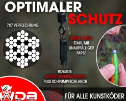 Wild Devil Baits Wire Leader Duo Snap - Swivel 7x7 Stahlvorfach 30cm Spinnvorfach Raubfisch Vorfach Kunstköder Vorfächer Zielfische