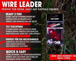 Wild Devil Baits Wire Leader Duo Snap - Swivel 7x7 Stahlvorfach 30cm Spinnvorfach Raubfisch Vorfach Kunstköder Vorfächer Zielfische