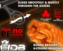 Wild Devil Baits X8 Braid Fire Orange Japan PE 8-fach rund geflochtene Angelschnur Braided Fishing Line Angelschnur