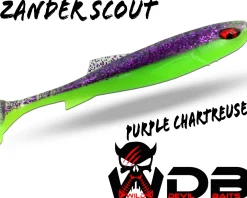 Wild Devil Baits Zander Scout Purple Chartreuse Shad Gummifisch Softlure Angelköder